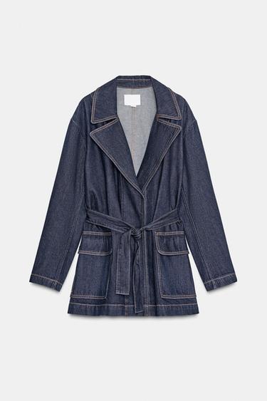 TRF DENIM SHORT TRENCH COAT - Dark indigo de Zara - Image 8