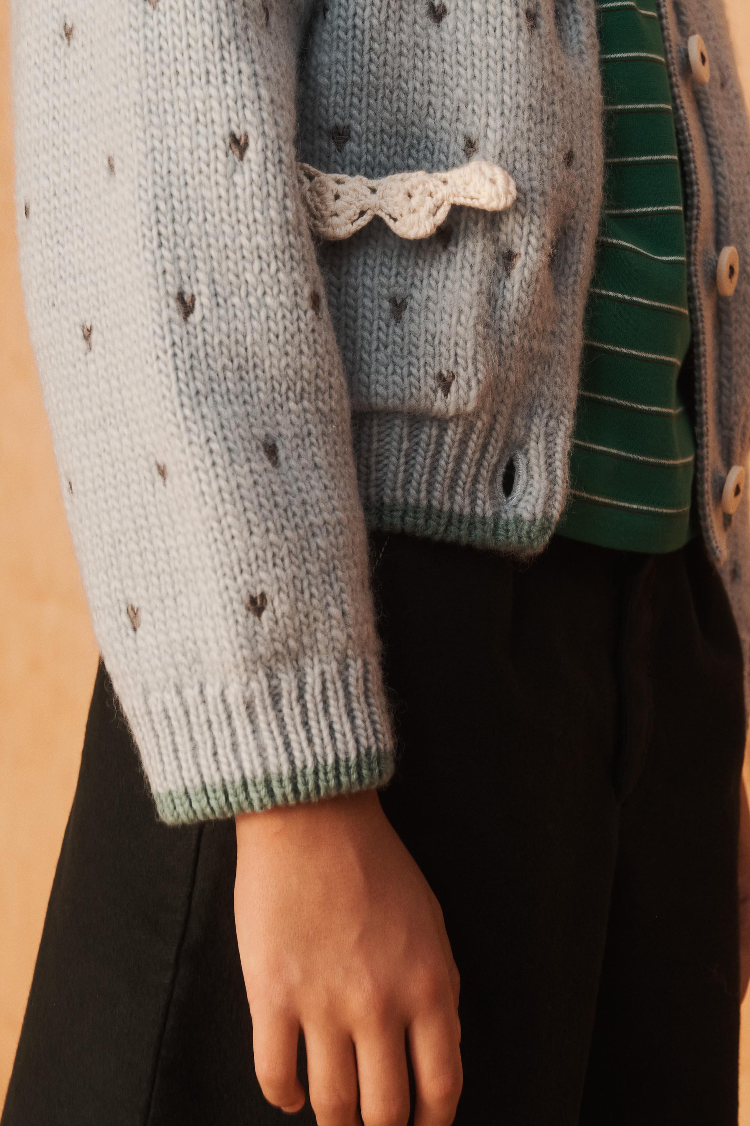 100% WOOL EMBROIDERED HEARTS LIMITED EDITION CARDIGAN