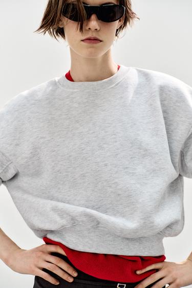 BASIC PLUSH SWEATSHIRT - Grey marl by Zara