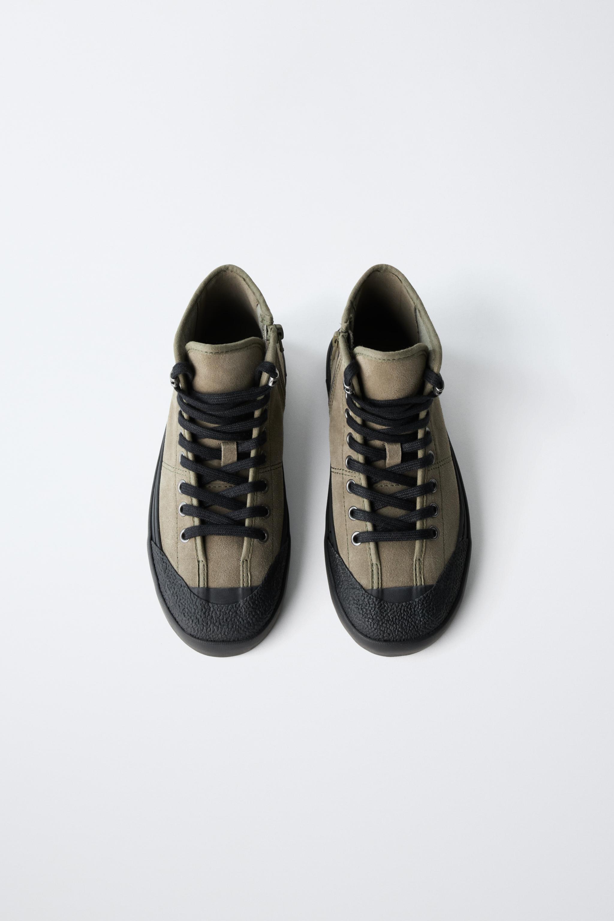Детские ботинки Zara LEATHER SPORTY ANGLE BOOTS — фото 5