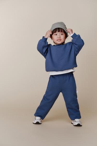 LABEL JOGGER SWEATSHIRT AND TROUSERS SET - Bluish by Zara