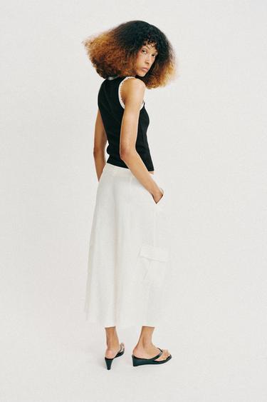TOP BIMATIÈRE EN DENTELLE - Noir / Blanc de Zara - Image 4