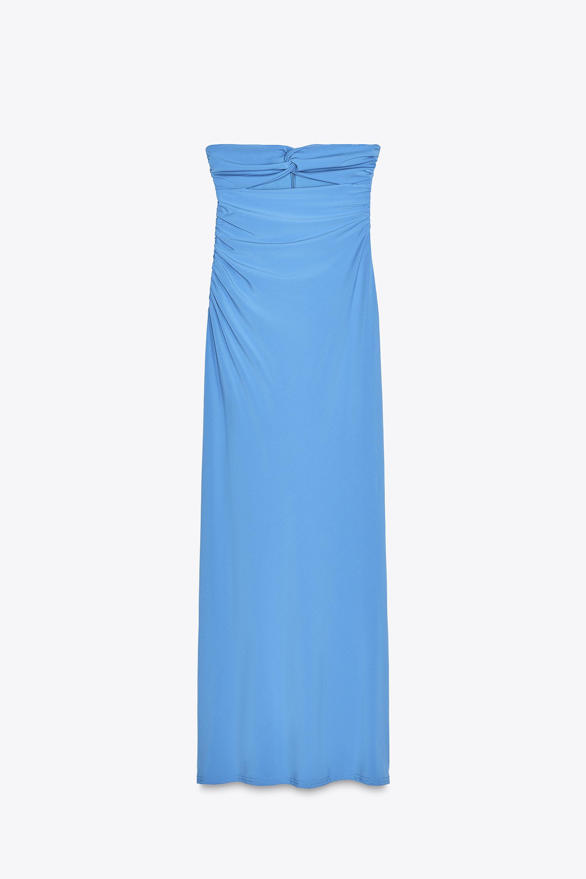 ストラップレス カットアウトワンピース - ブルー | ZARA Japan