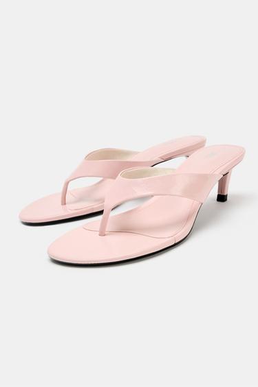 LEATHER HEEL SANDALS - Pink by Zara - Image 2
