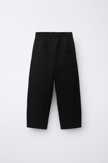 PANTALON EN MOLLETON COUPE BARREL - Noir de Zara - Image 1