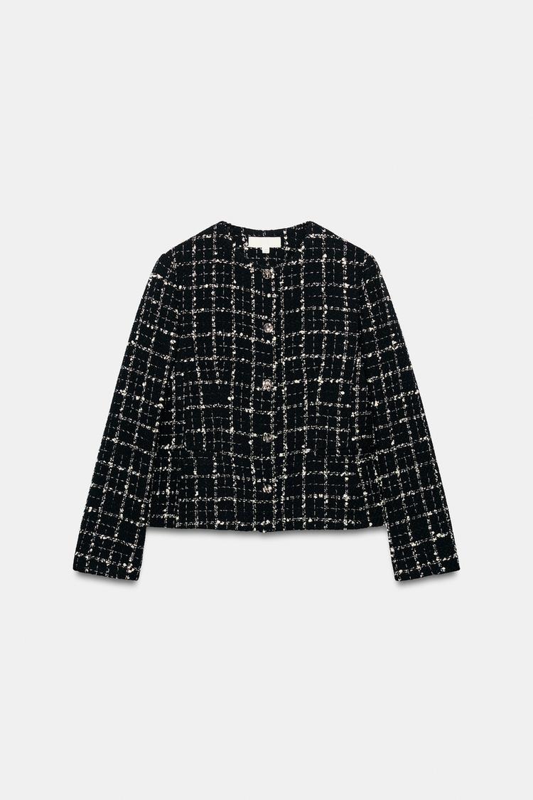 ROUND NECK TEXTURED BLAZER