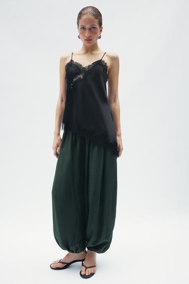 ZW COLLECTION LACE CAMISOLE TOP - Black by Zara