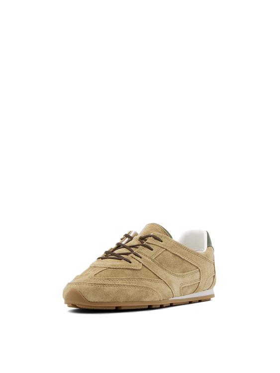 Split leather trainers with piece details