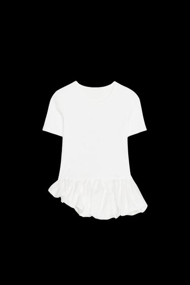 PEPLUM COMBINED T-SHIRT - Oyster-white by Zara - Image 0