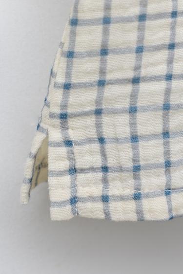 CHECK TEXTURED SHIRT - Ecru / Blue by Zara - Image 3