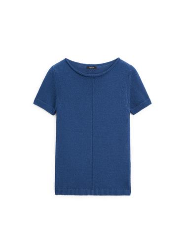 Zara Short sleeve knit cotton blend sweater - Bluish