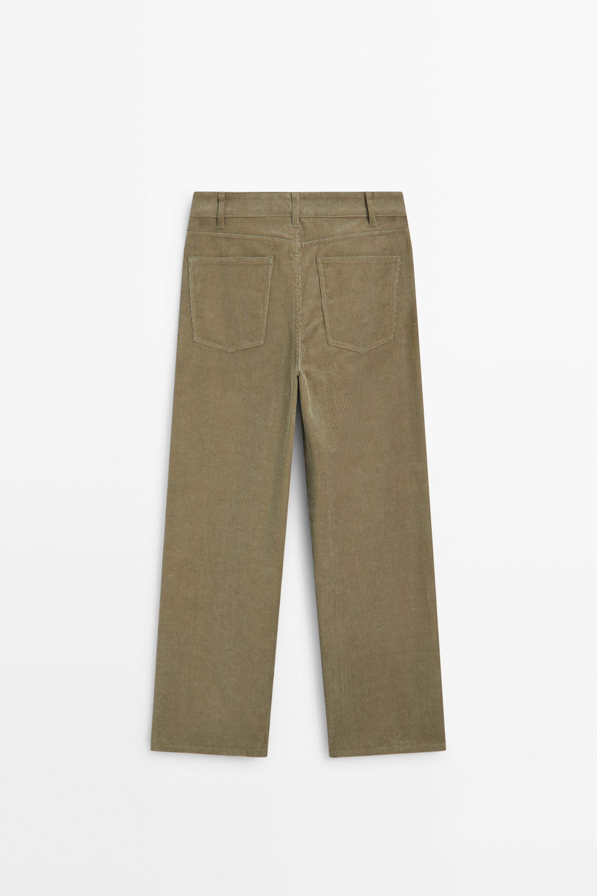 Mid-waist loose fit corduroy pants
