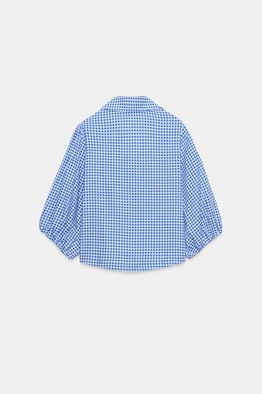 CHEMISE AVEC LIN À CARREAUX VICHY - Écru / Bleu de Zara - Image 1
