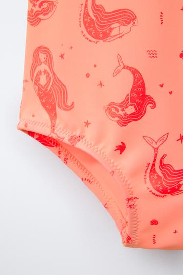2-6 YEARS/ MERMAID RUFFLE SWIMSUIT - Neon orange by Zara - Image 3