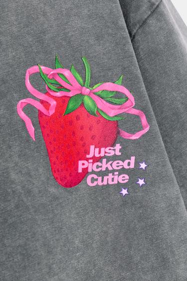 WASHED T-SHIRT WITH FRONT PRINT - Grey by Zara - Image 4