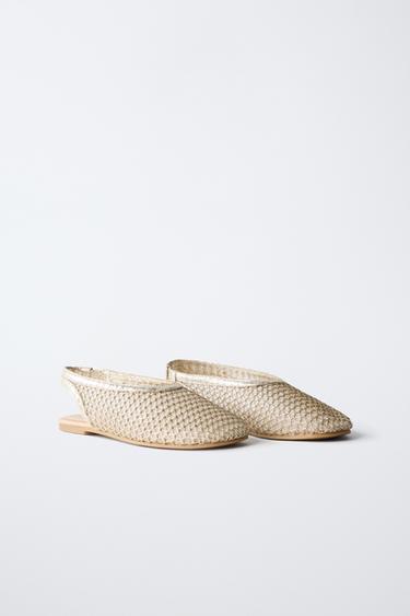 GOLD SLINGBACK BALLET FLATS - Gold by Zara