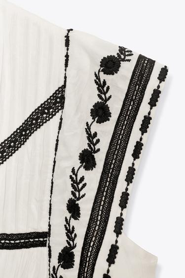 ZW COLLECTION EMBROIDERED SHORT DRESS - Ecru by Zara - Image 7