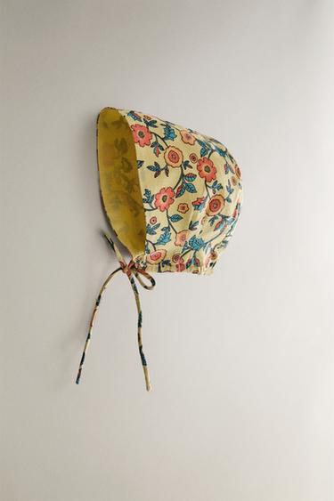 FLORAL BABY BONNET - Lime by Zara - Image 1