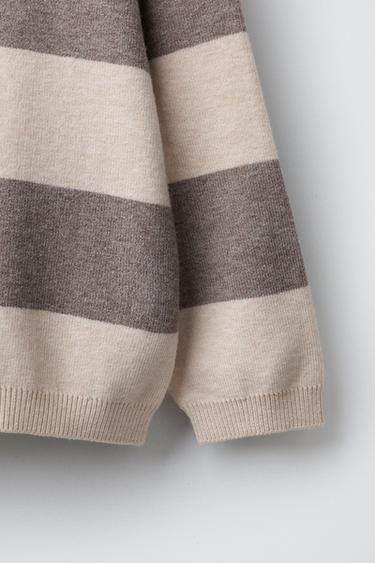 STRIPED KNIT SWEATER - Ecru / Beige by Zara - Image 3