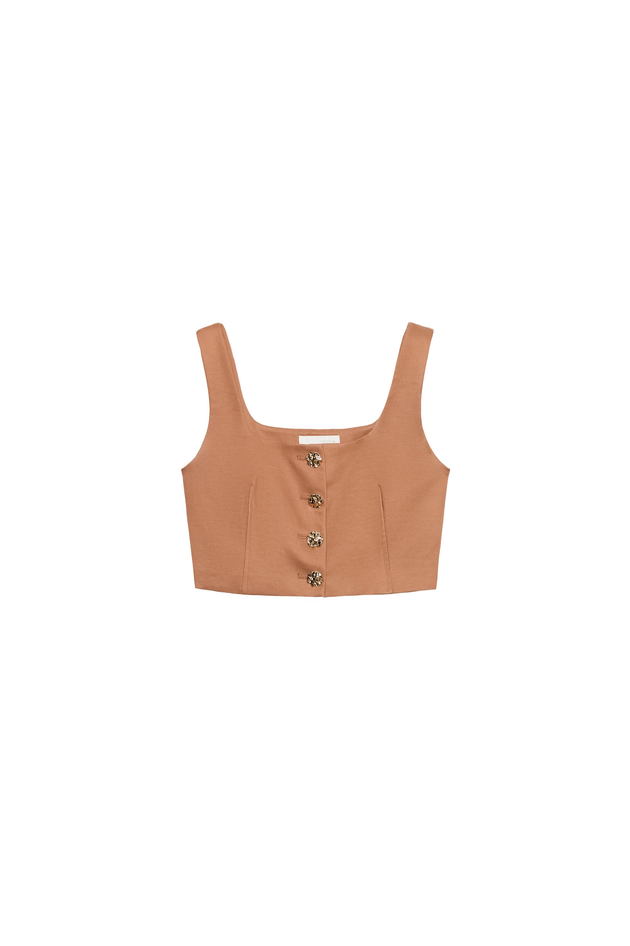 GOLD BUTTON CROPPED VEST