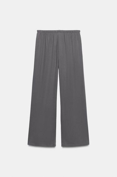 PANTALON FLUIDE À CORDONS - Gris bleu de Zara - Image 6