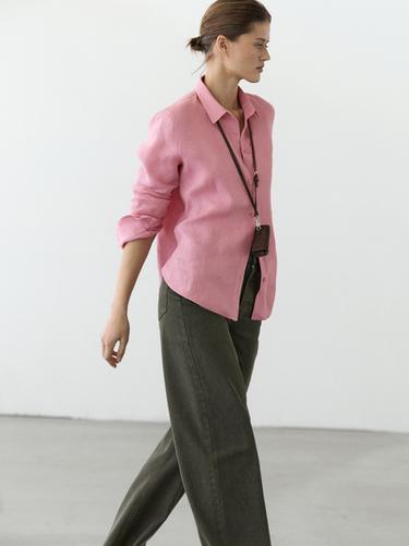 Zara Flowing 100% linen shirt - Clay