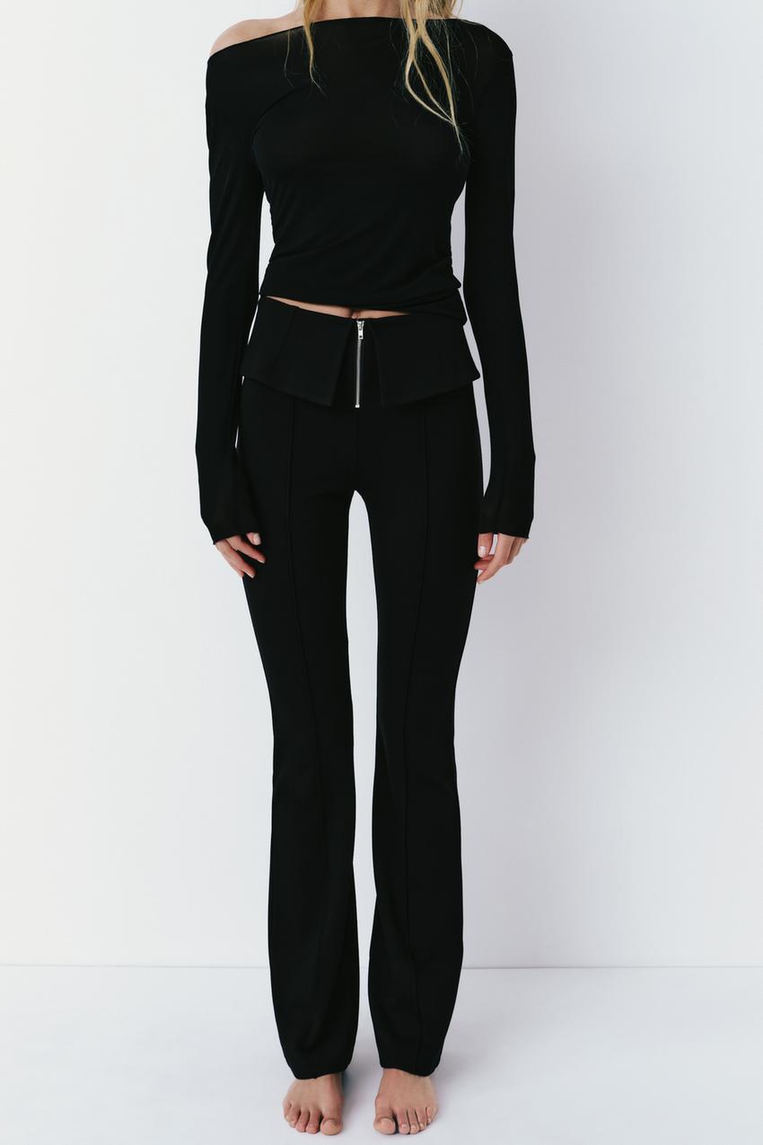 Trousers with Zip Detail - Black