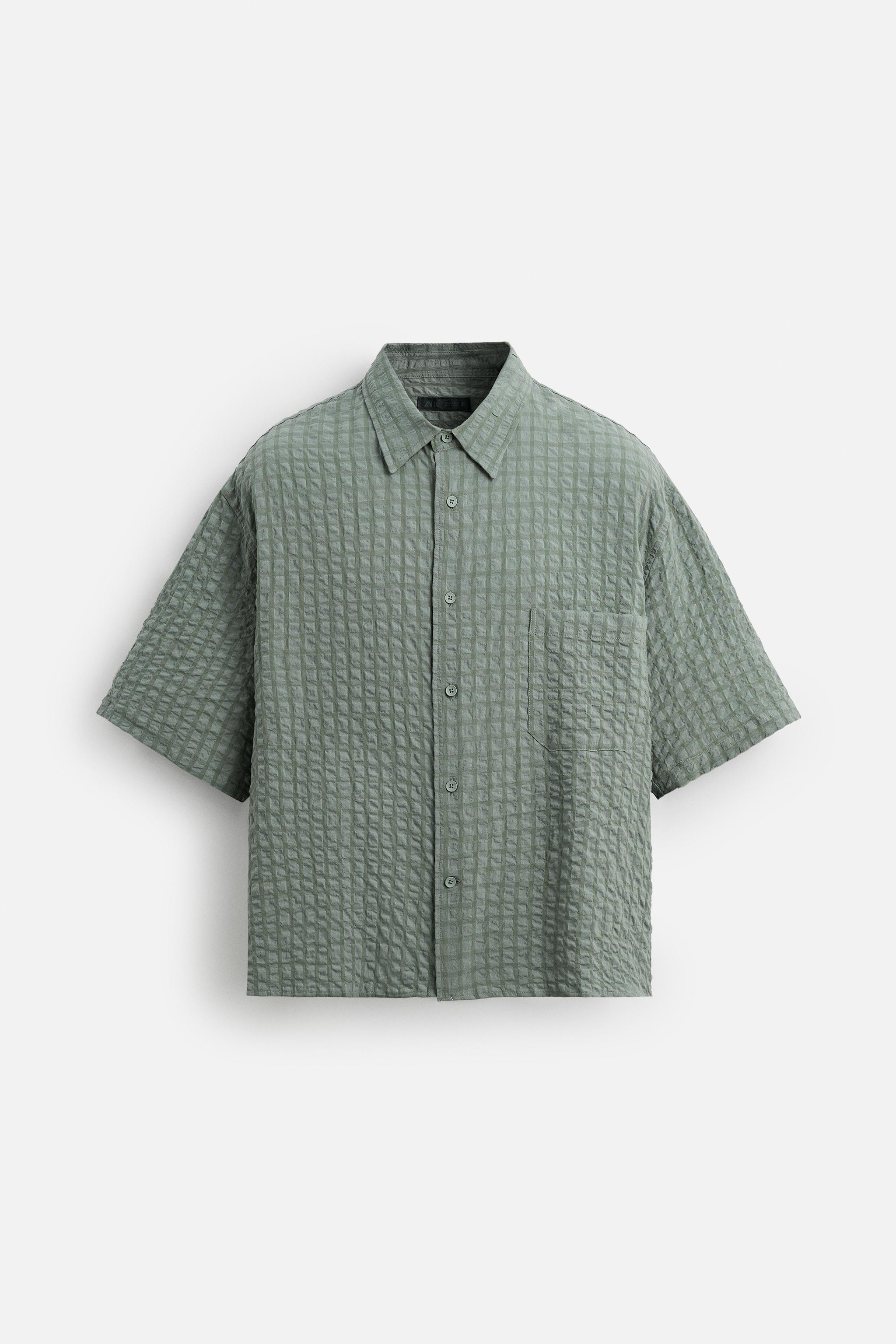 SEERSUCKER PLAID SHIRT - Khaki | ZARA United States