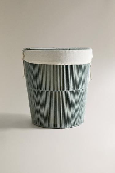 FABRIC-LINED LAUNDRY BASKET - Blue / Green by Zara