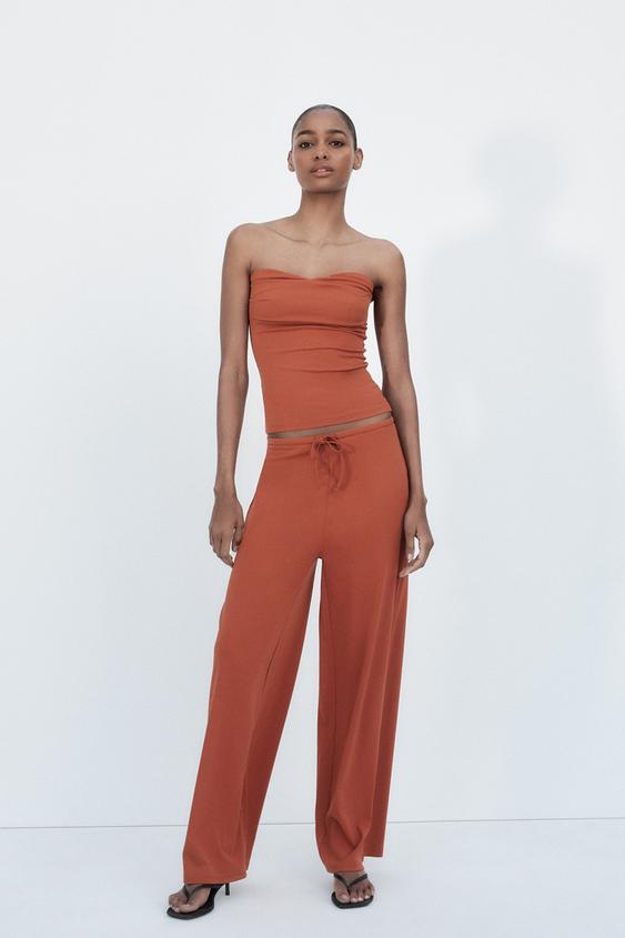 TOP BANDEAU TEXTURÉ - Rouge orangé de Zara - Image 0