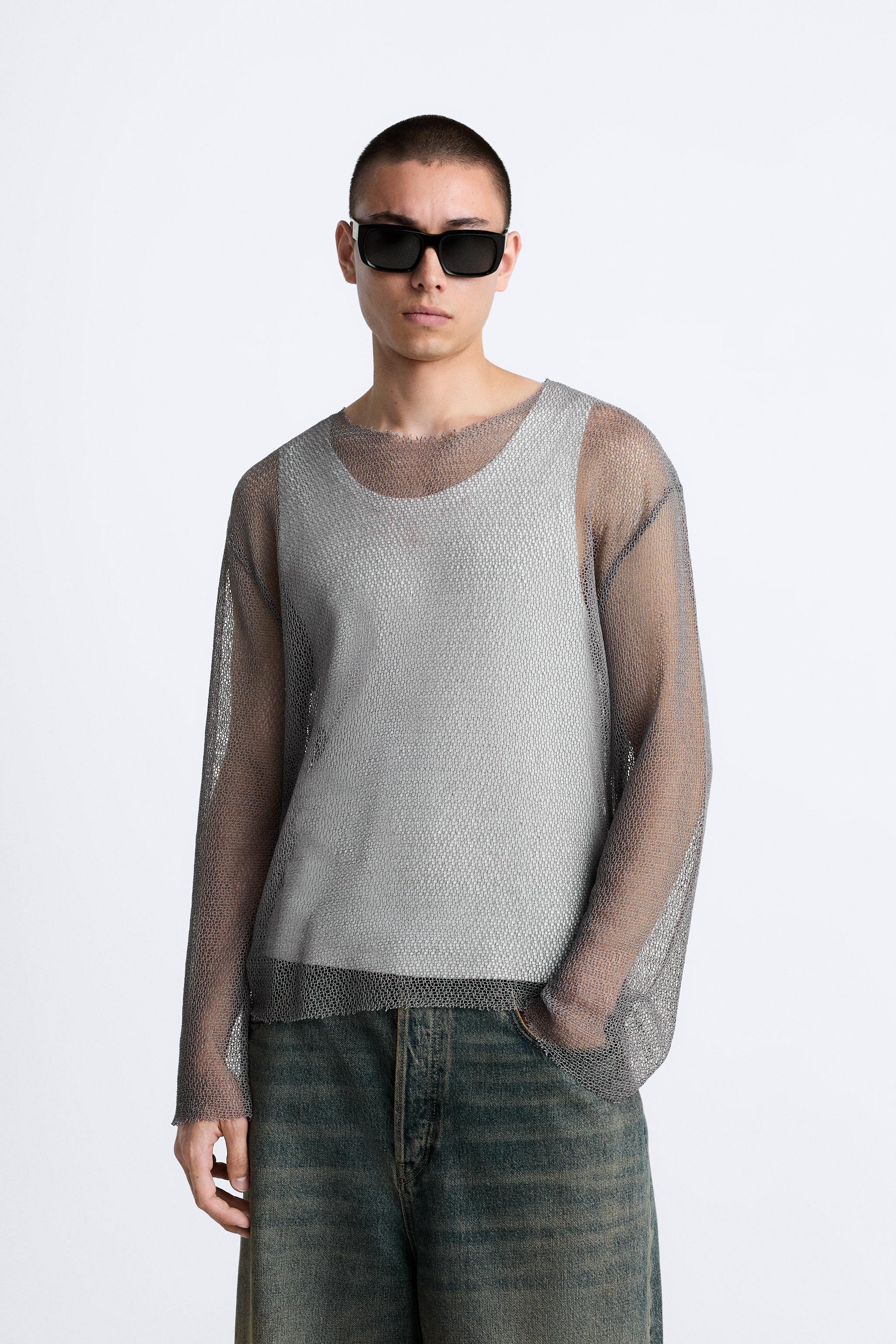 Mesh t shirt zara hotsell