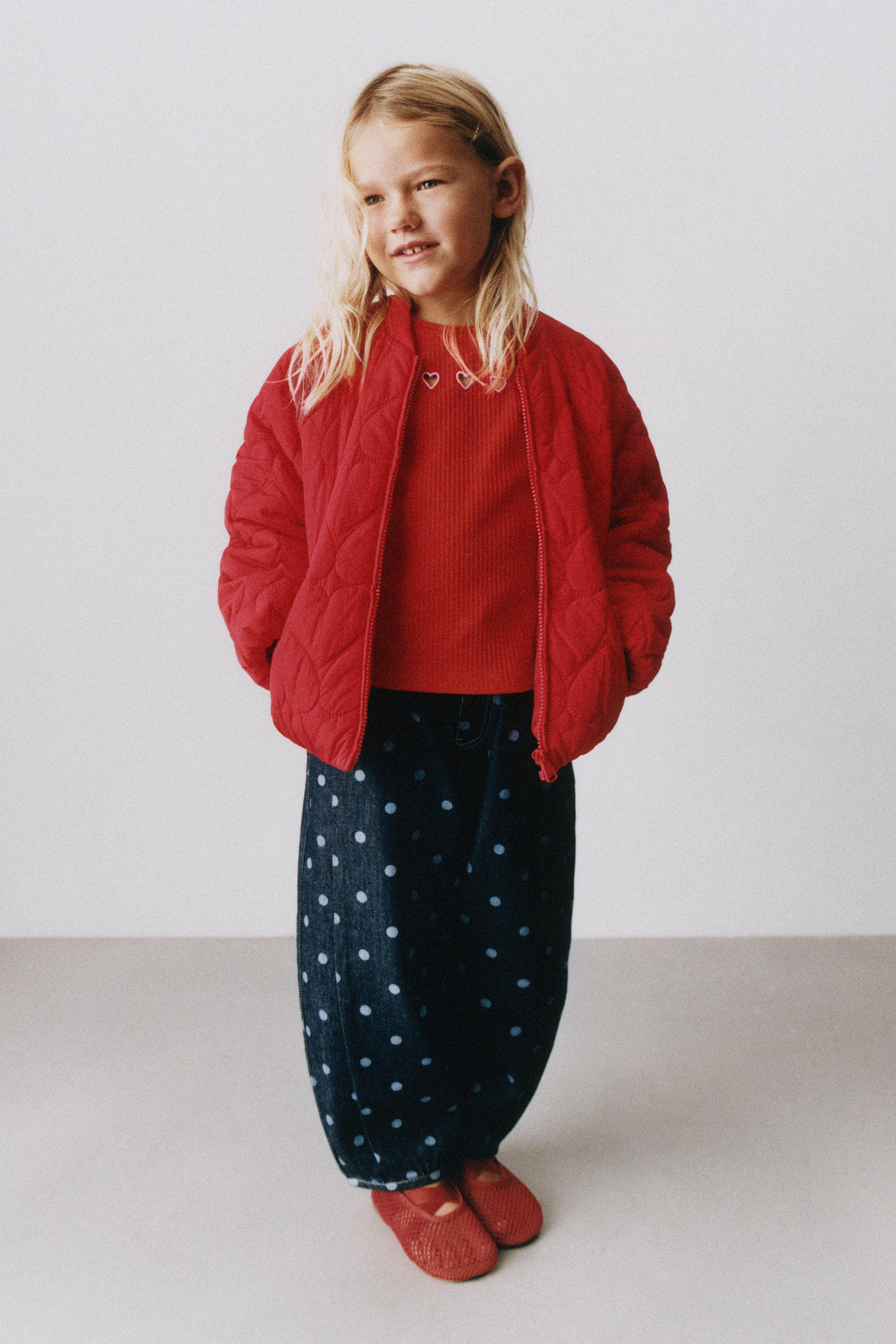 RIBBED T-SHIRT WITH CUT-OUT HEARTS — Red