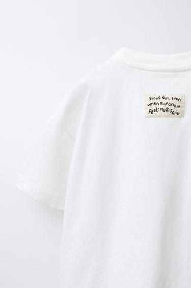 T-SHIRT POCHE CROCHET - Blanc cassé de Zara - Image 3