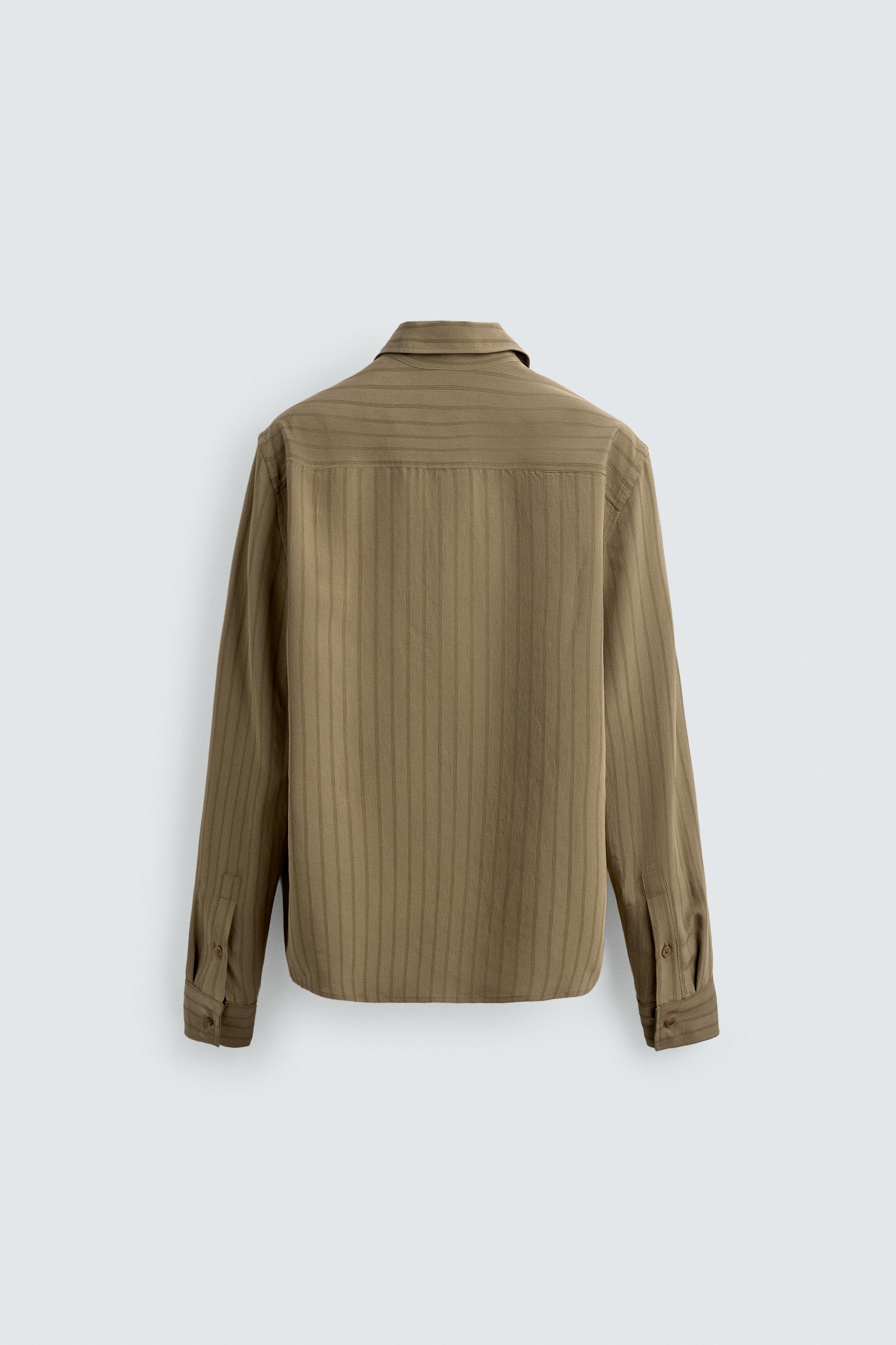 FLOWY STRIPED SHIRT - Khaki | ZARA United States