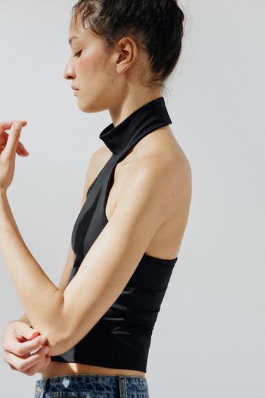 TOP HALTER POLYAMIDE - Noir de Zara - Image 3