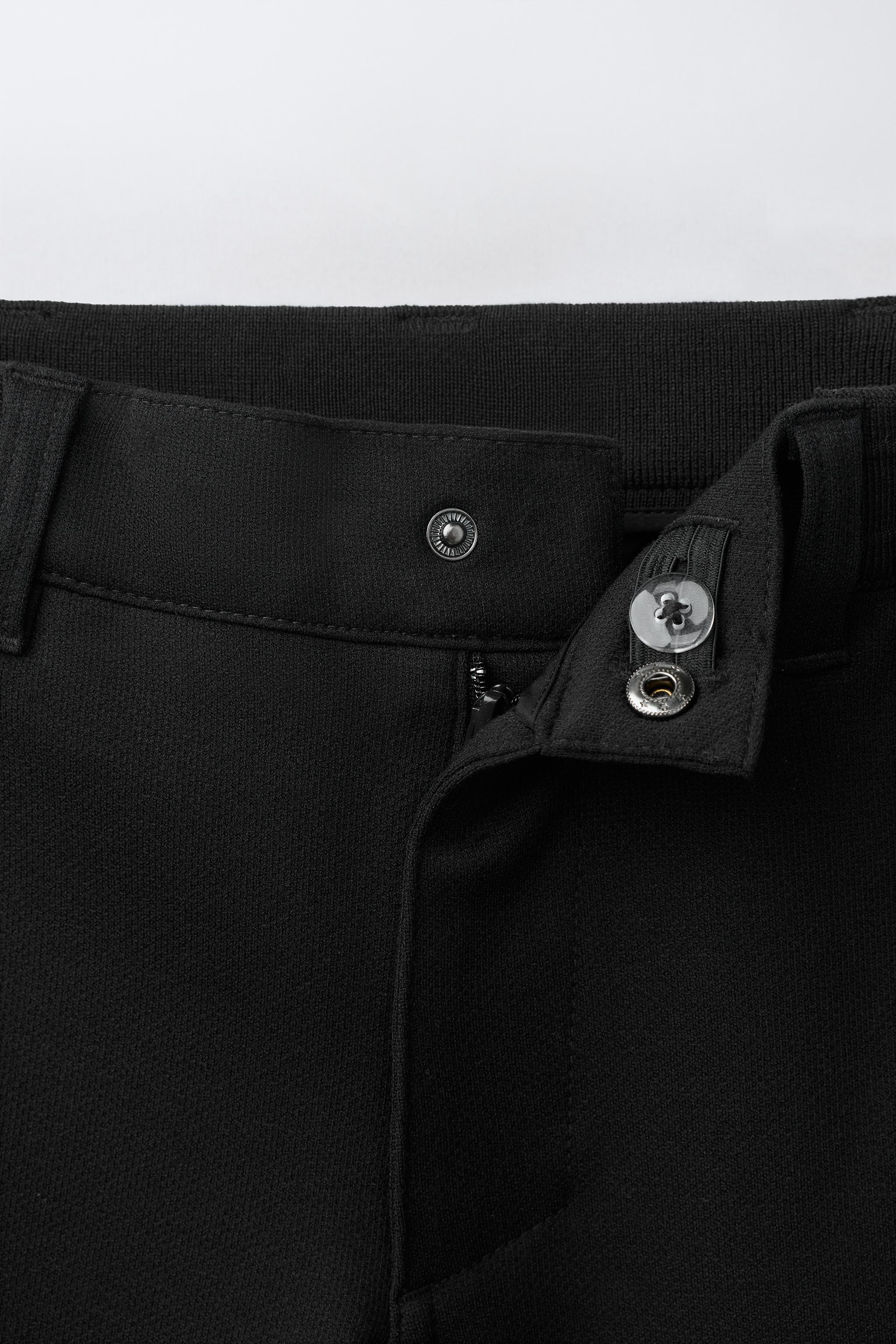 RIBBED WAIST STRAIGHT LEG PANTS