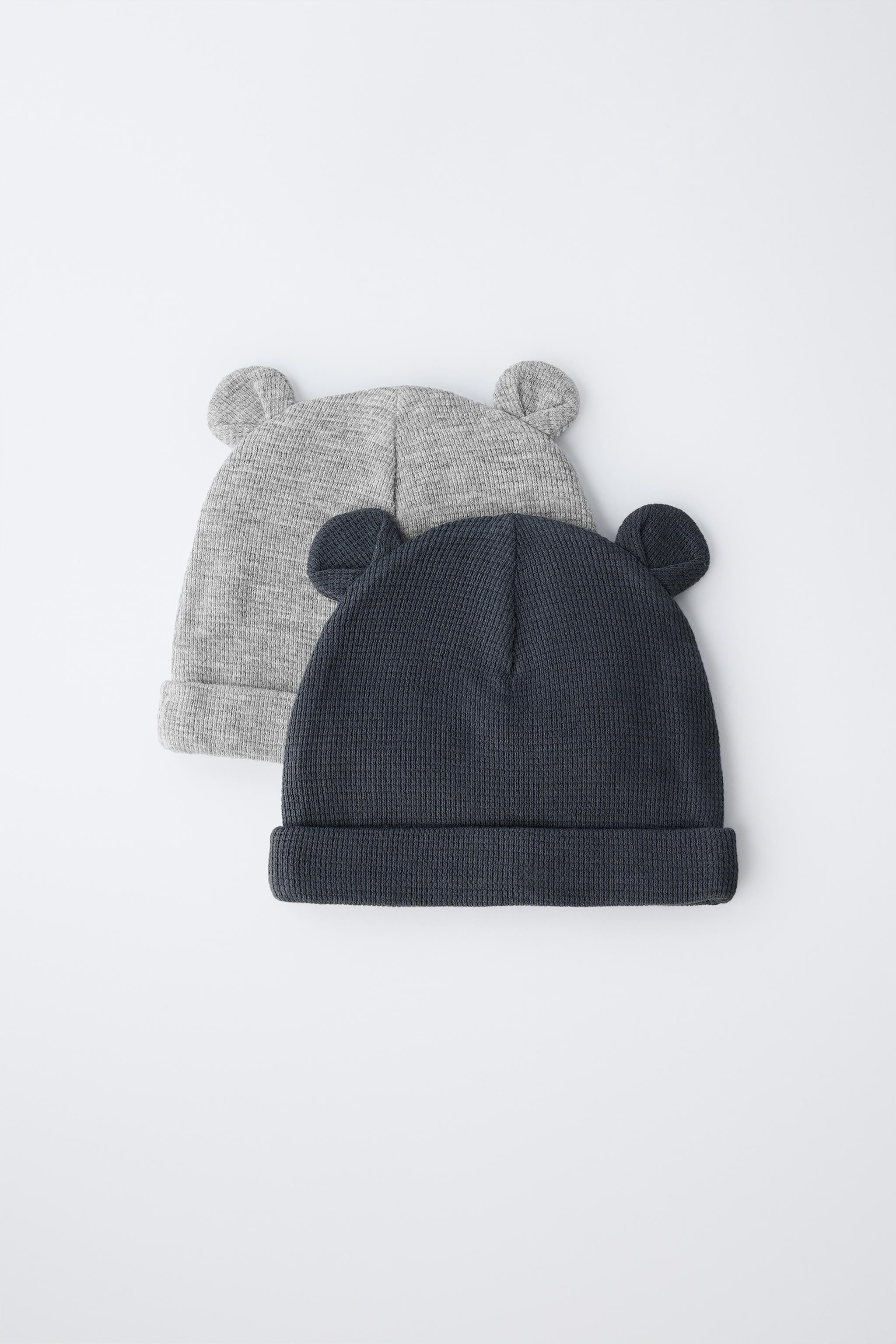 TWO-PACK OF WAFFLE KNIT EAR HATS