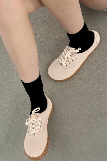 SUEDE BAREFOOT TRAINERS - Sand Brown by Zara