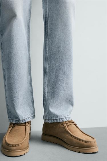 CHAUSSURES EN CUIR BORDÉES - Beige de Zara - Image 2