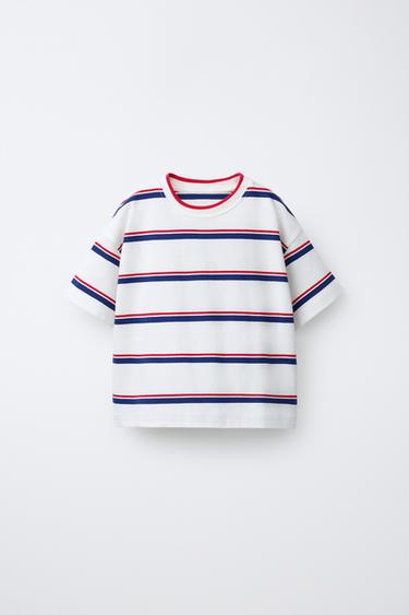 CAMISETA RAYAS - Azul de Zara