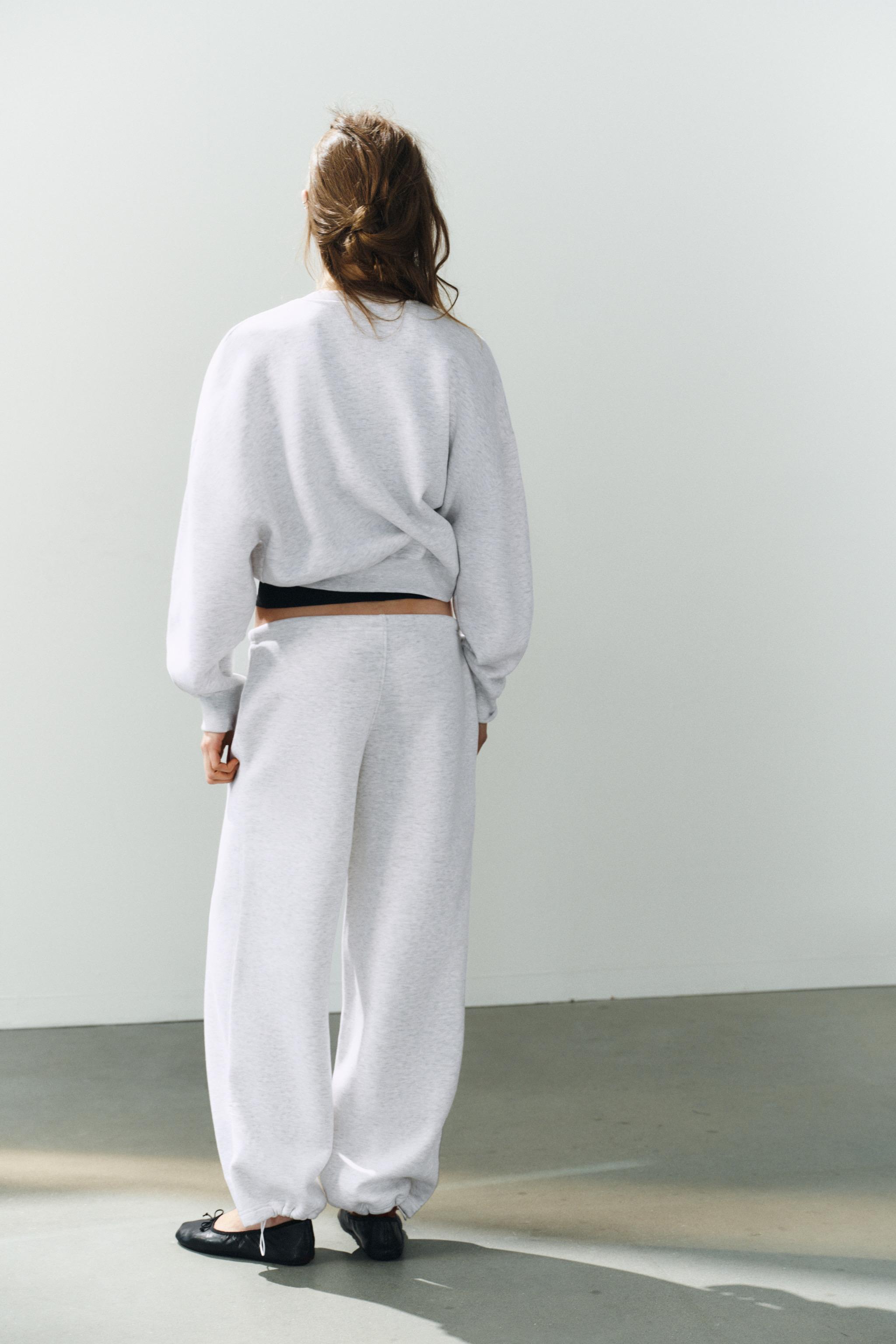 Женские брюки Zara BASIC STRAIGHT-LEG SWEATPANTS WITH ADJUSTABLE HEM — фото 4