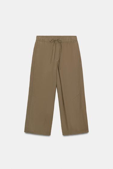 BALLOON PYJAMA-STYLE TROUSERS - Khaki by Zara