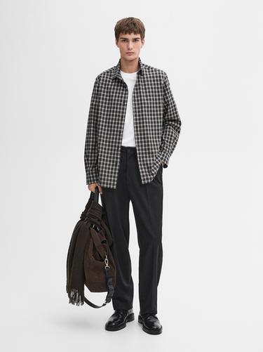 Zara 100% cotton melange check shirt - Gray - Image 0