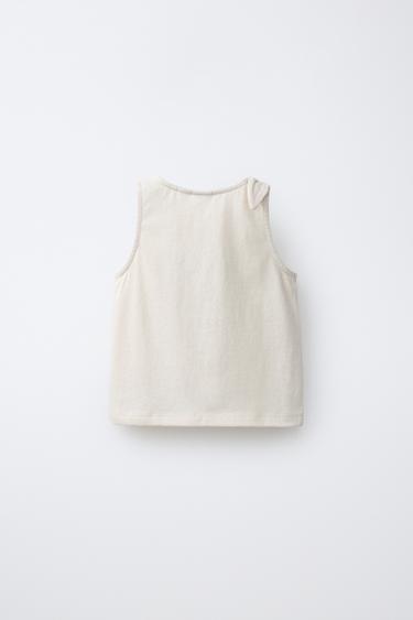 TROPICAL EMBROIDERED KNOT T-SHIRT - Ecru by Zara - Image 1