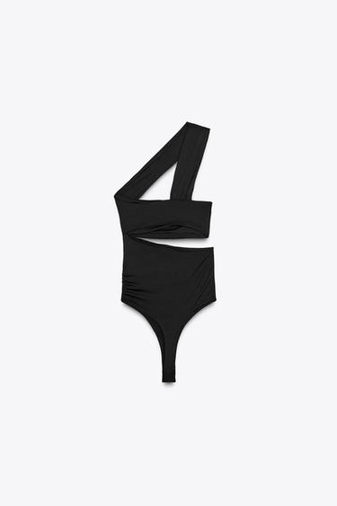 ASYMMETRIC CUT-OUT POLYAMIDE BODYSUIT - Black by Zara - Image 5