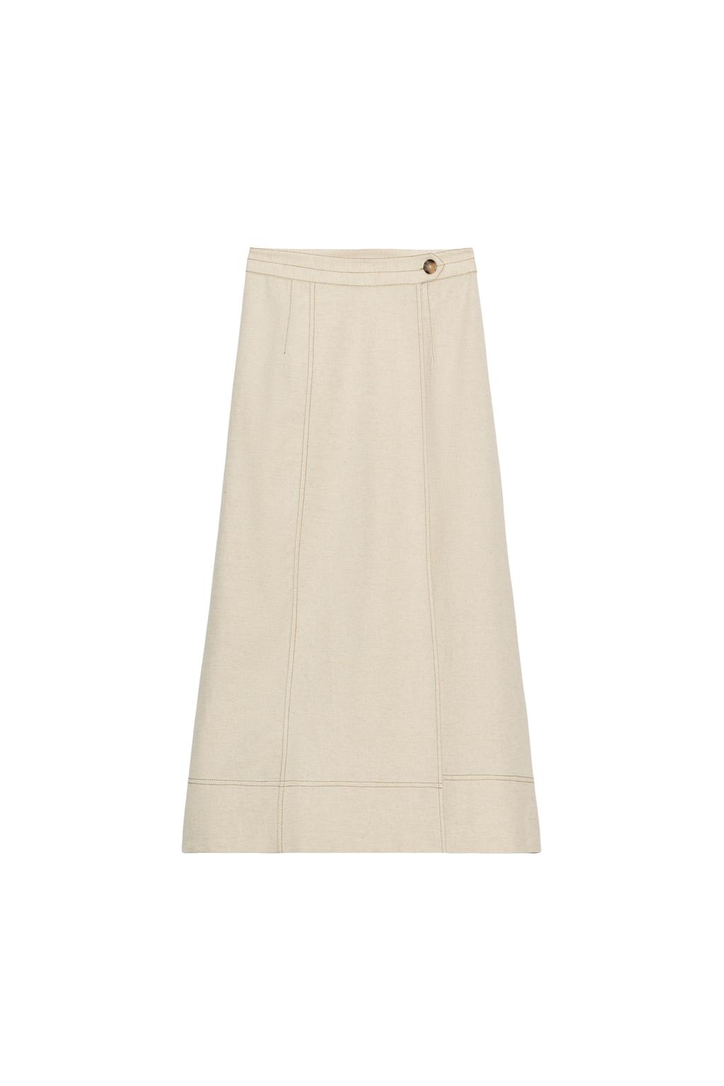 LINEN BLEND WRAP MIDI SKIRT - image 3