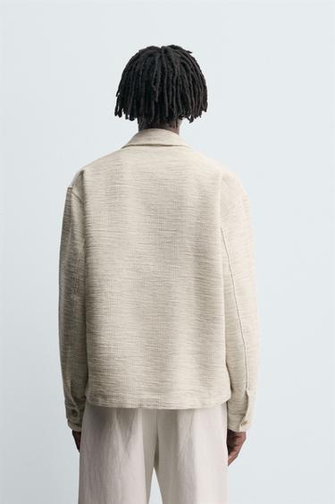 CONTRAST TEXTURED OVERSHIRT - Cream by Zara - Image 2