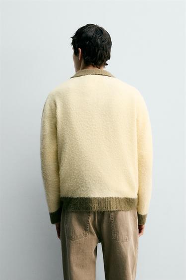 POLO PUNTO CONTRASTE CON LANA - Crudo de Zara