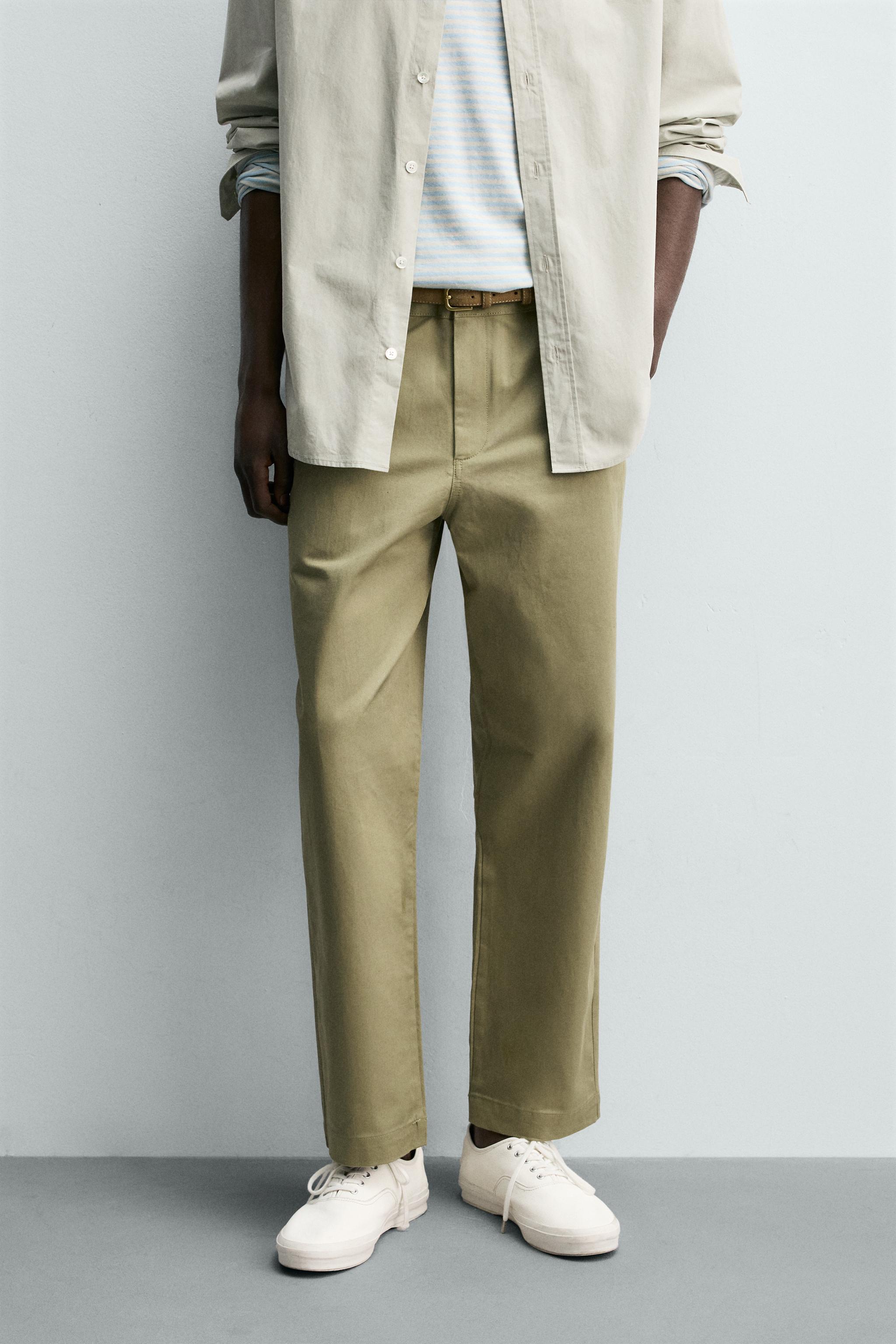 STRAIGHT FIT CHINO PANTS — Greenish