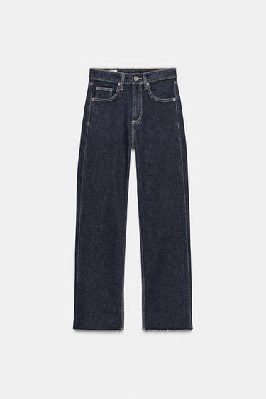 Zara TRF HIGH-WAISTED CROPPED FLARE JEANS - Dark indigo